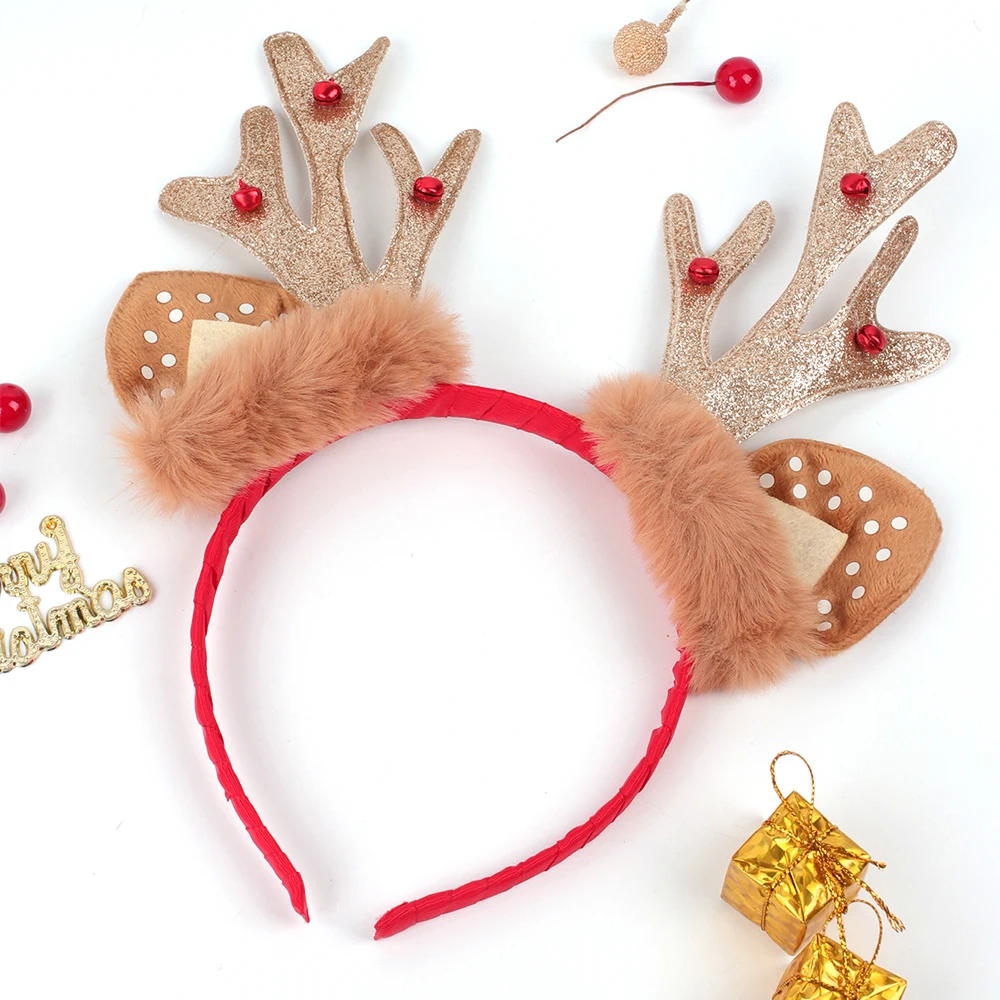 Oaoleer-Bandeau de sauna de Noël, accessoires pour cheveux, paupières, bois de renne, décorations de joyeux Noël, cadeau