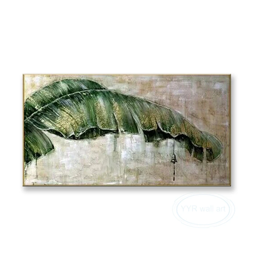 High Quality Handmade Oil Painting With Rain Beating On Banana Trees For  Home  Decoration Bedroom Living Room Dining Room mural