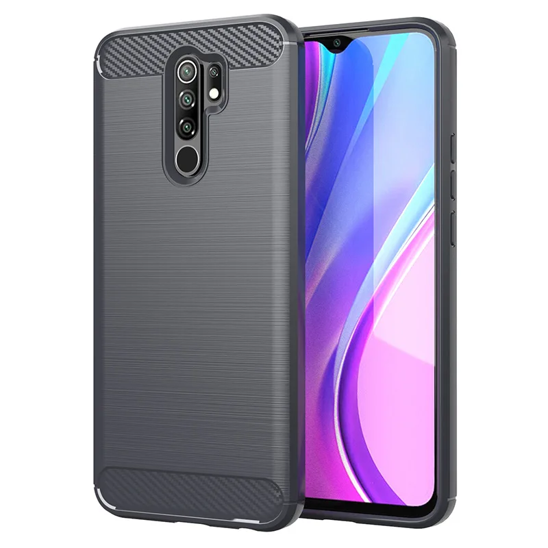 Carbon Fiber Case for Redmi 9 9prime xiaomi poco m2 Silicone Cases for Mi Poco M2 Reloaded Full Protective Soft Phone Cover