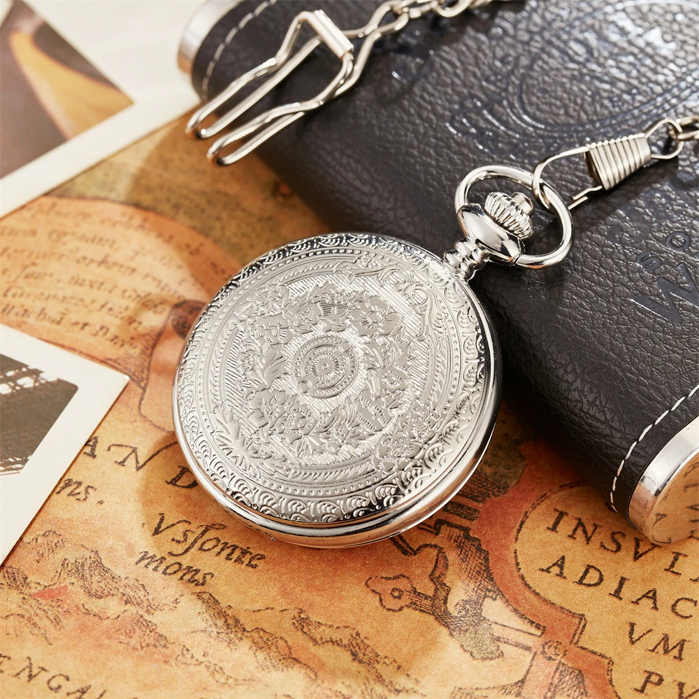 ساعة جيب كوارتز بأرقام رومانية للرجال والنساء ، ساعة ستيمبانك عتيقة ، علبة كلاسيكية متعددة الألوان ، قلادة قلادة ، سلسلة ساعة
