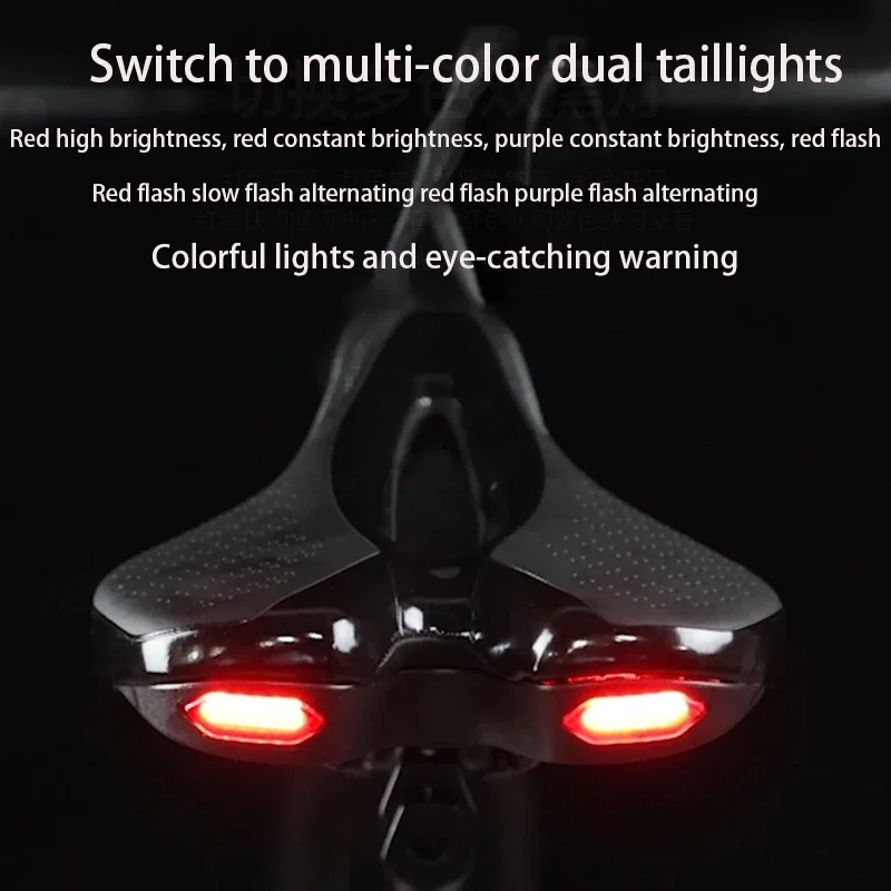PLSELIS Fahrradsattel, Rücklicht, USB-Aufladung, kurze Nase, hohe Rückfederung, Fahrradsitz, stoßfest, Rennrad-Zubehör