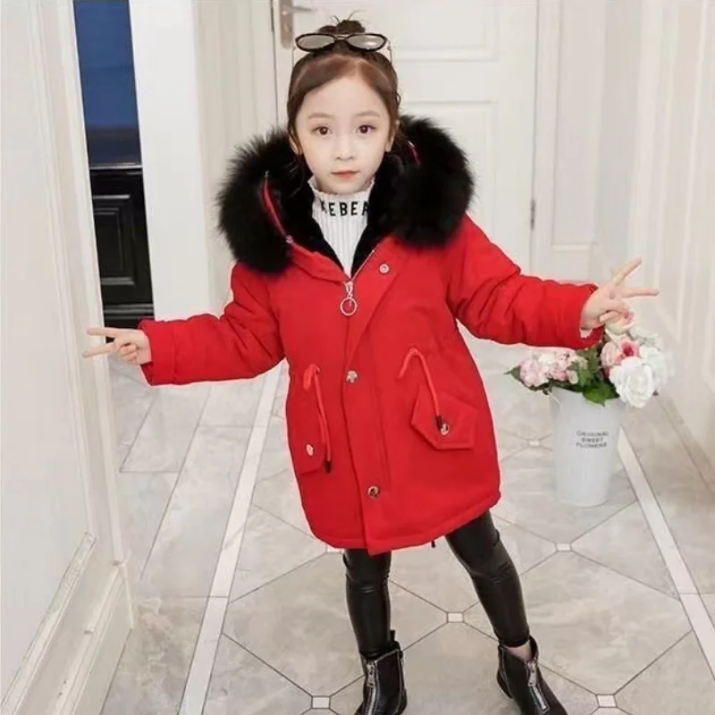 

Kids Coats Girls Winter Thickened Hooded Jackets Cotton Padded Parkas Overcoat for Children