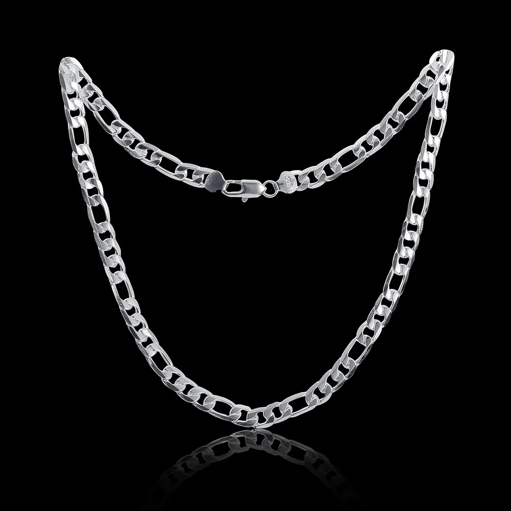 

Original designer 45-60CM creative 6MM Flat Chain 925 Sterling Silver Necklace for Men Women Fashion Jewelry Wedding party Gifts