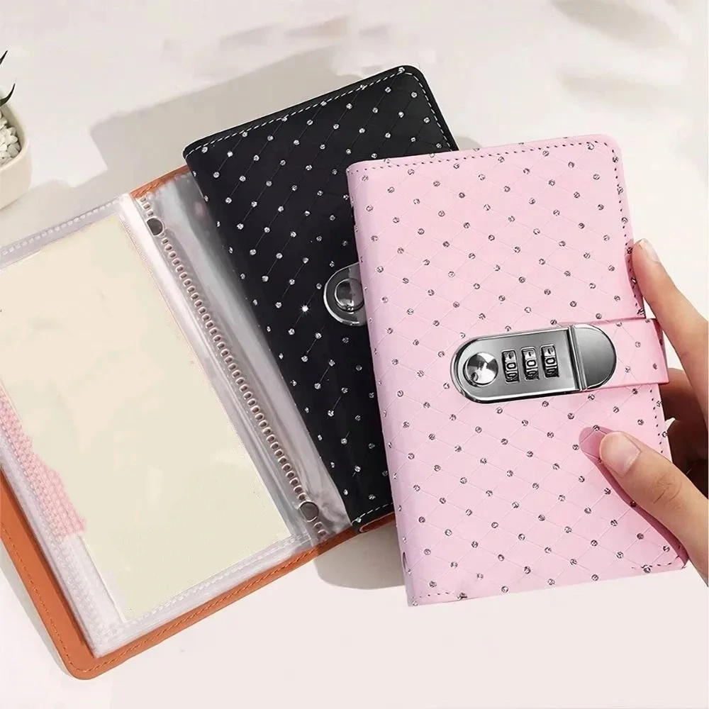 Password Lock Cash Budget Planner Pockets Large Capacity Shiny Surface Money Saving Binder Portable Cash Envelopes