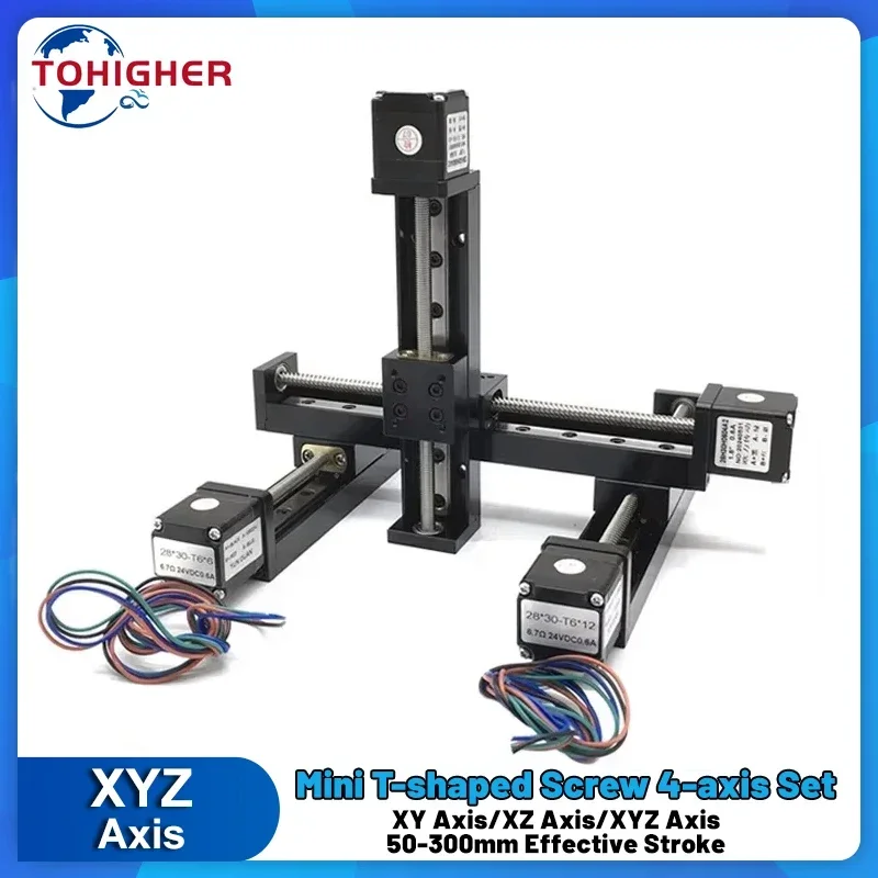 XY/XYZ Axis Sliding Table T06 Mini Trapezoidal Lead Screw Linear Rail Motor Kit Motorized Gantry Linear Rail Guide Stage