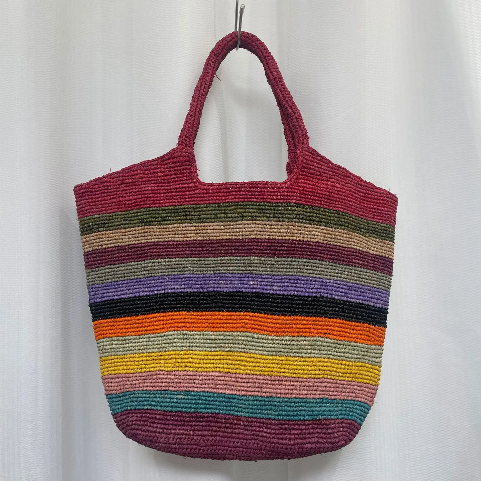 

Новая плетеная сумка из травы, ручной работы, с цветочным узором, пляжная сумка-тоут из рафии для отпуска