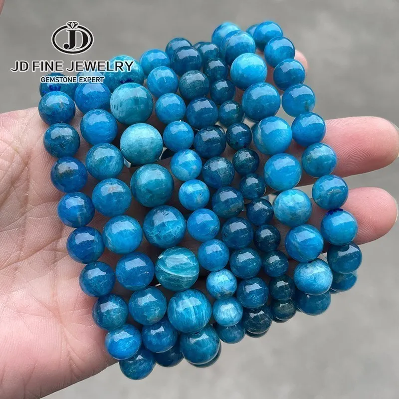 

JD 3A Quality Natural Stone Apatite Bracelet Women Men Handmade Jewelry Strand Charm Bracelet Yoga Healing Energy Bracelet