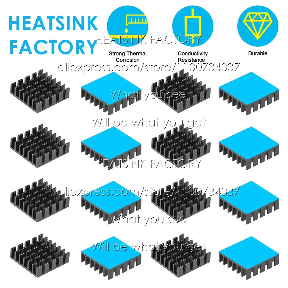 20x20x6mm Black Aluminum Heatsink Fans & Cooling Radiator Cooler for MOS GPU IC Chip Electronic