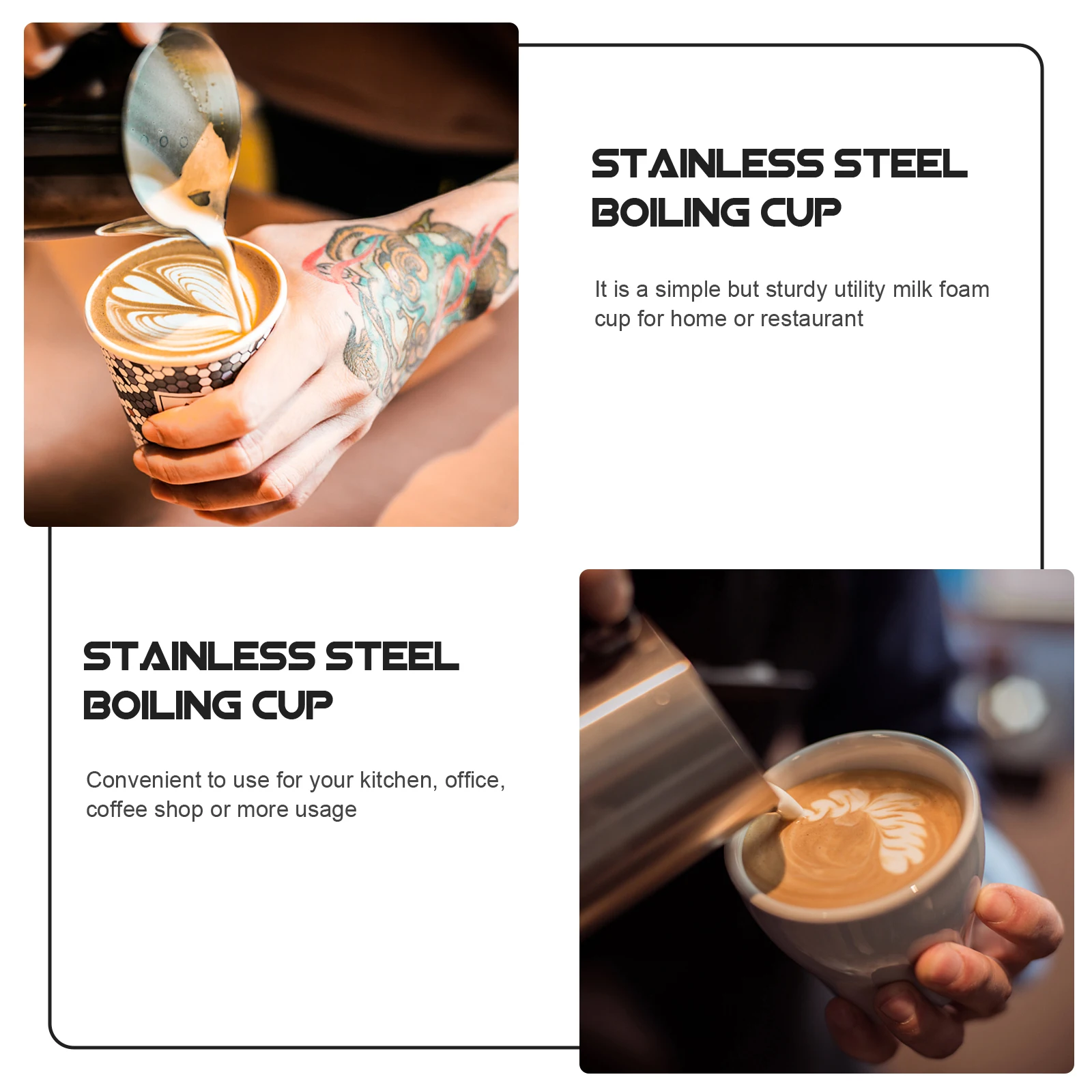 

Milk Cup Stainless Steel Silver Plastic 304 Grade Kitchen Tool Coffee Shop Accessories Easy Clean