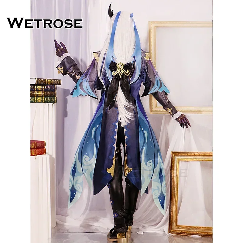 ZA01 【Wetrose】In Stock Neuvillette Cosplay Costume Genshin Impact Fontaine Hydro Dragon Archon Set Wig Nyovillet HaZa0@