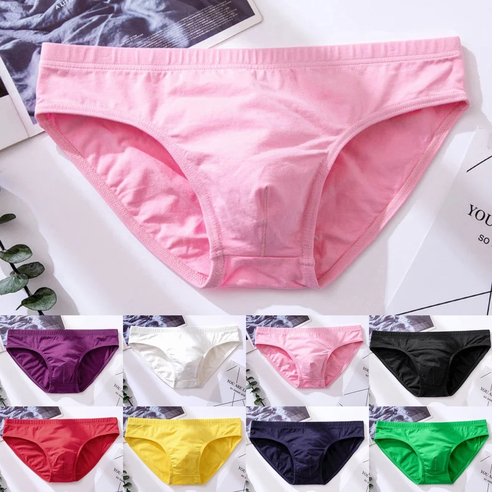 Mens Sexy Cotton Panties Comfy Breathable Low-rise Underpants U-convex Underwear Hombre Soft Briefs Cuecas Swimwear Knickers