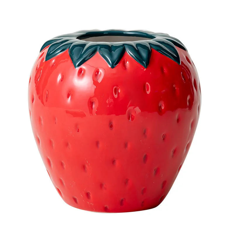 

DSA Strawberry Ceramic Vase Ornament B & B Hotel Decorative Crafts Water Flower Vase Creative Flower Arrangement