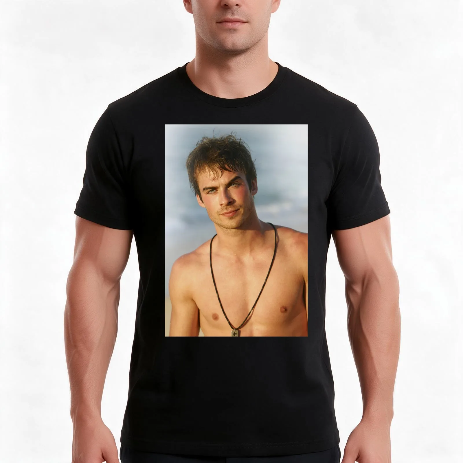 ian damon T-Shirt, Summer Casual Cotton Tee, Oversized Streetwear Tops, Vintage Graphic Print, Loose Fit Short Sleeve