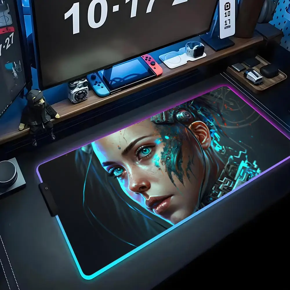 

ai art wallpaper Mouse Pad RGB Gaming Mousepad Big LED Pad PC Desk Mat Luminous Mouse Pad Large Keyboard Mats Table Rug With