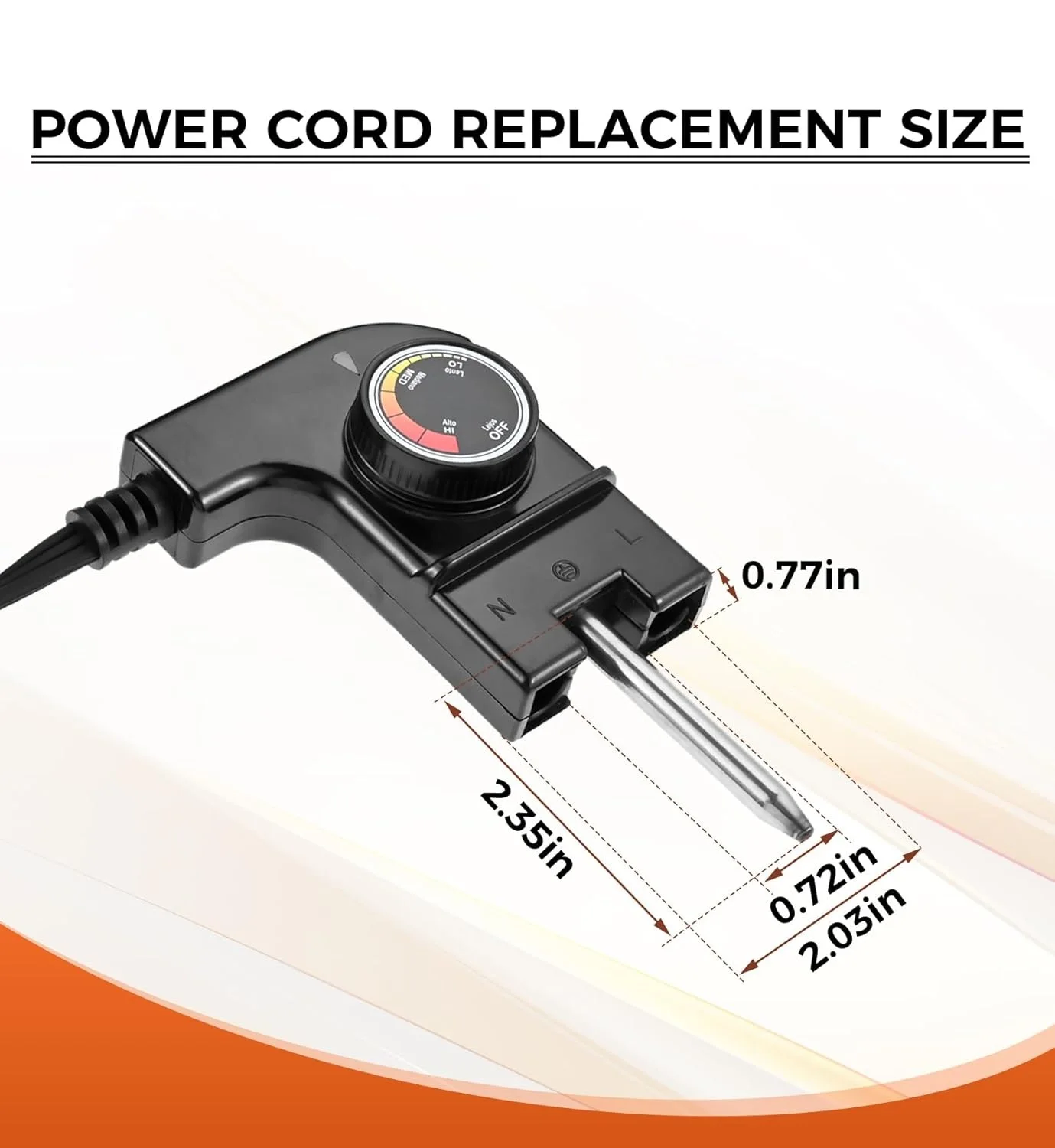 Adjustable Thermostat Probe Power Cord Replacement for Masterbuilt Smokers MB20070210 MB25075517 15A/125V 16AWG 29.5