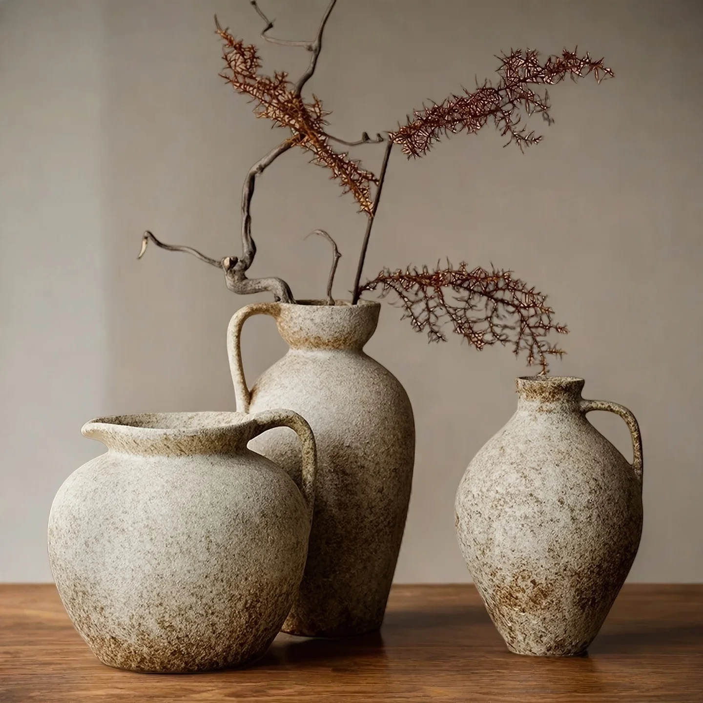 Rustic Ceramic Farmhouse Vase Home Office Kitchen Bedroom Bathroom Decor Textured Surface Room Decoration Artistic Pottery