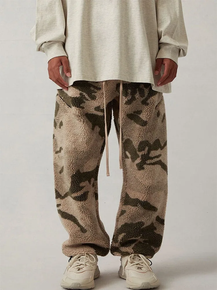 

Мужские повседневные брюки прямого кроя с камуфляжным принтом и флисовой подкладкой, осенне-зимние, модные, удобные спортивные штаны от бренда Essentials