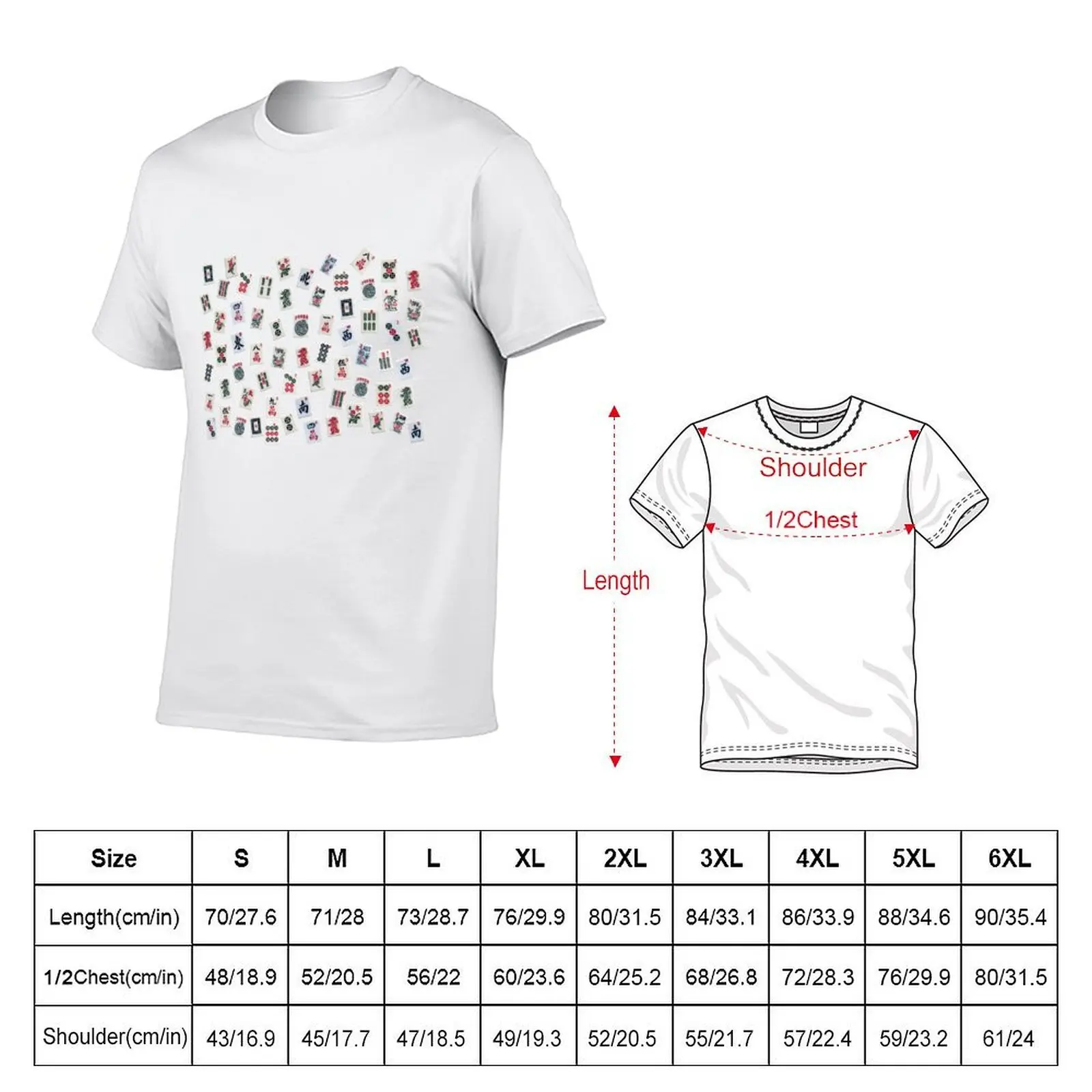 Mahjongg game tiles design on blue color T-Shirt anime figures vintage shirts graphic tee men
