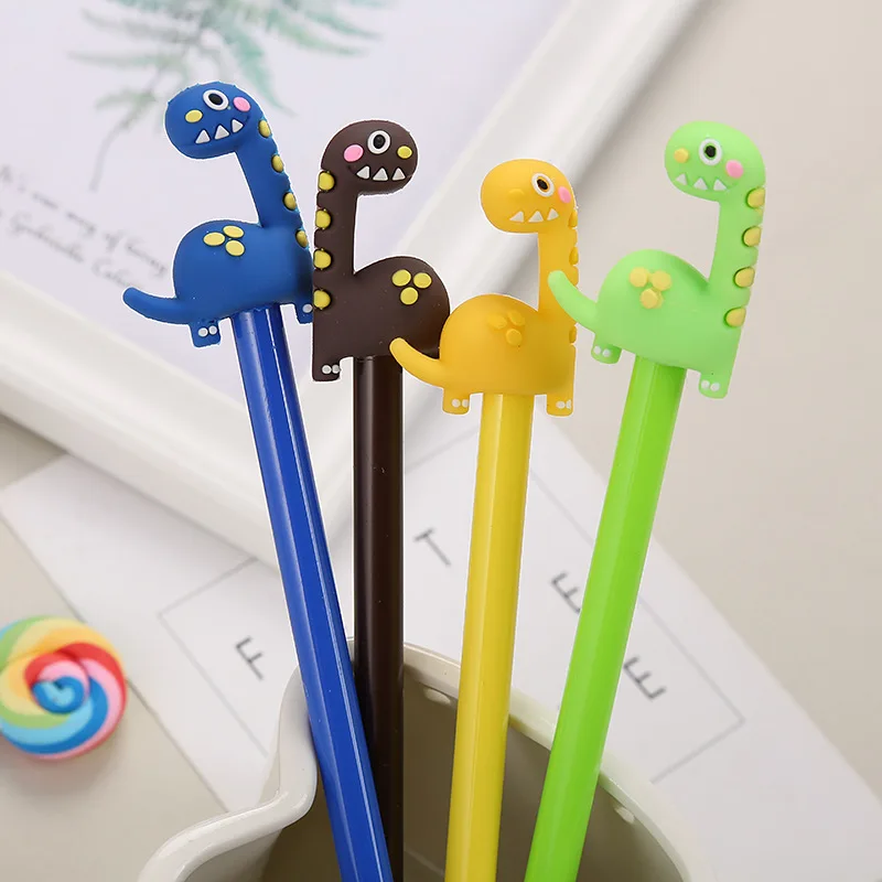 24 Pcs Cartoon Dinosaur Neutral Pens Lovely Student Long Necked Dragon Water Based Pen Creative Learning Stationery