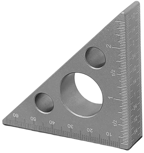 

45-градусная угловая линейка из алюминиевого сплава, дюймовая метрическая треугольная линейка, деревообрабатывающая квадратная квадратная деревообрабатывающая линейка