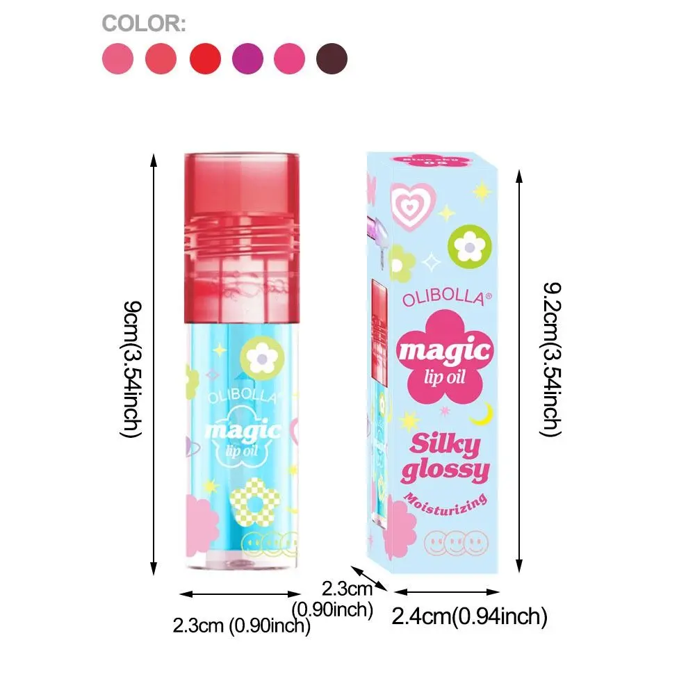 Bonito hidratante óleo labial lábios plumping geléia bálsamo labial óleo espelho mudança de cor brilho labial