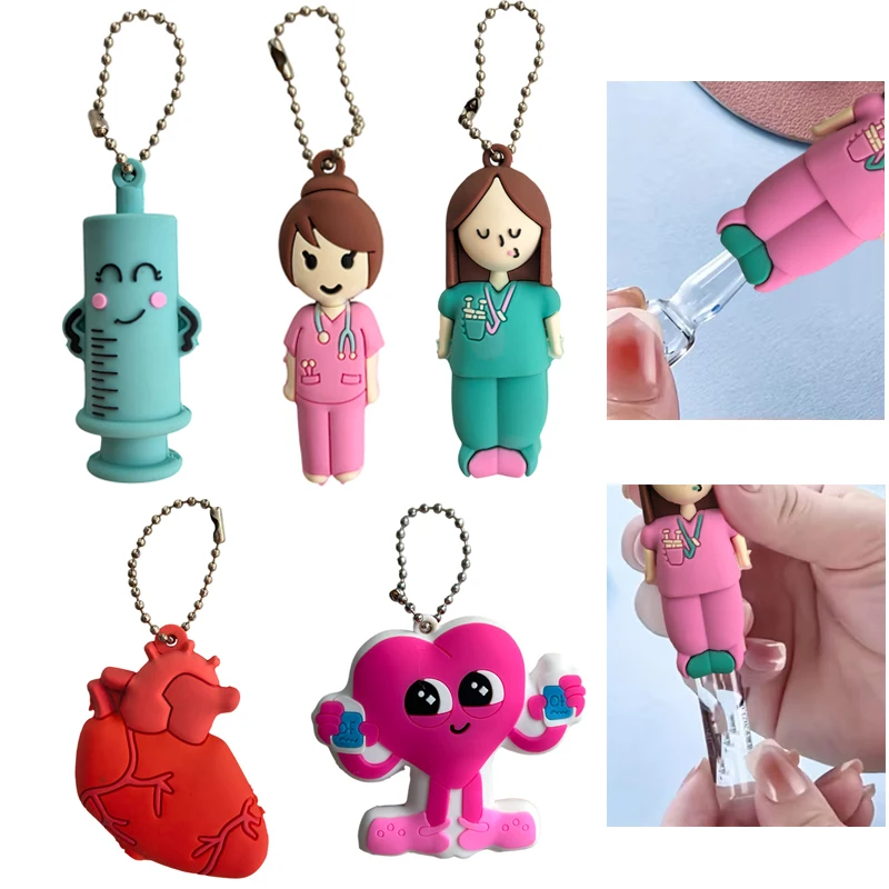 1PCS PVC Ampoule Bottle Opener Keychain Syringe-Shaped Cutter Nurse Doctor Aid Medication Vial Breaker Tool