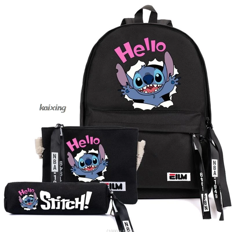 3 szt. Lilo Stitch plecaki Cartoon podstawowy drukuj oprogramowanie kobiety dziewczęta torby szkolne podróżne Lovley Girls Mochilas prezent