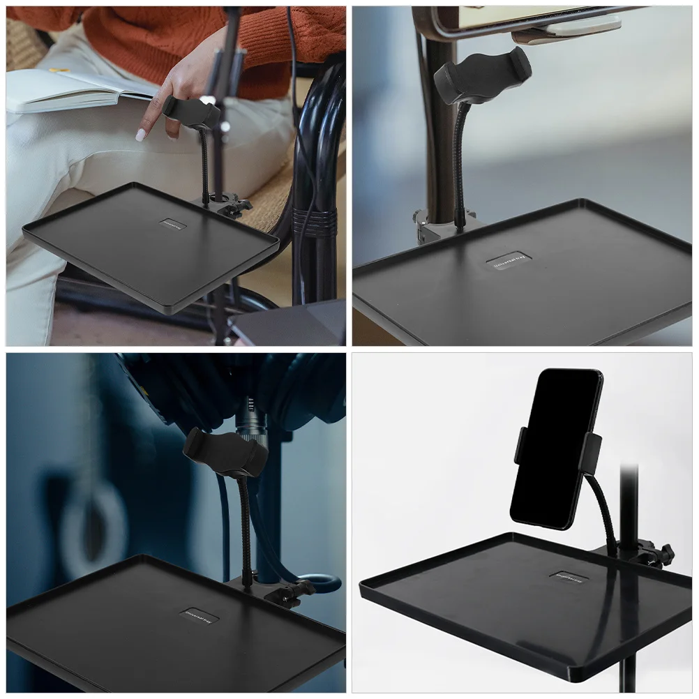 

4Pcs Hose Phone Clip Microphone Stand Tray Attachment Flexible Rotatable Phone Holder for Mic Stand Live Broadcast