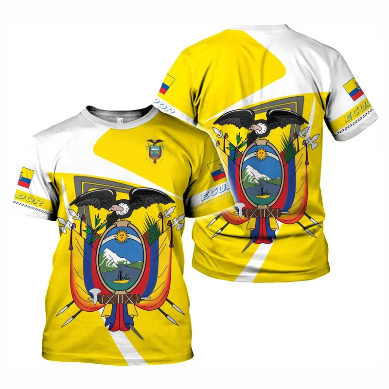 جديد علم الإكوادور تي شيرت الرجال والنساء عادية مستديرة الرقبة كبيرة ملابس بأكمام قصيرة Harajuku الشارع القمم ملابس الشارع الشهير