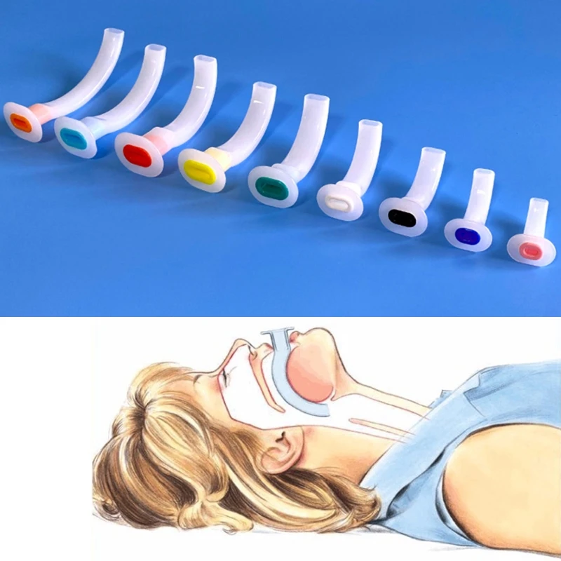 Pack of 9, White Color Disposable Oral Airway Gas Tube First Aid Guide for Patients Air Shape Coded Guedel Airway Tube