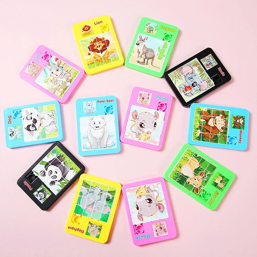 12/30PC Cartoon Jigsaw Animal Puzzles Early Educational Developing Toy for Children Birthday Party Favors Pinata Filler Rewards