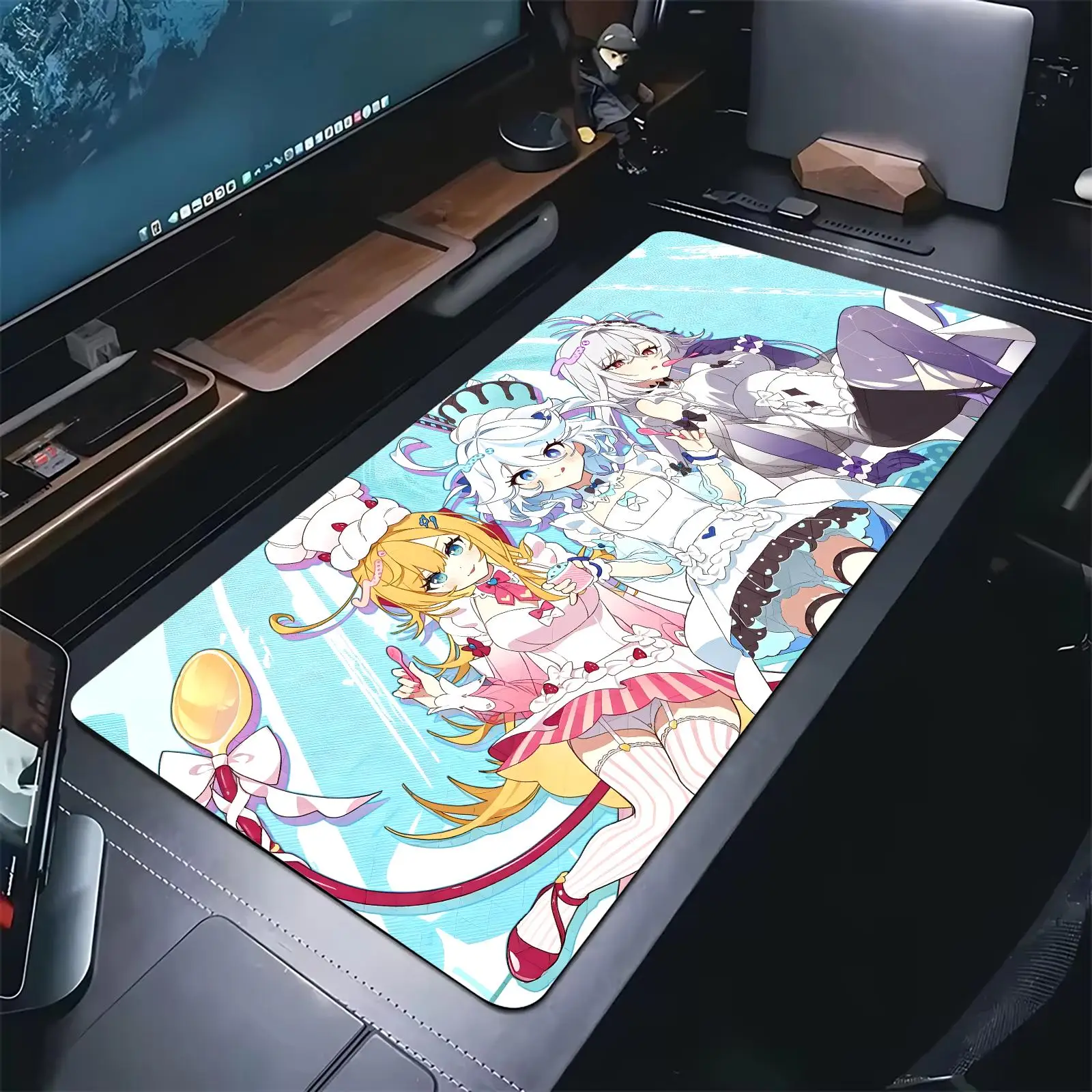 Pro E-Sports Gaming Mousepad Genshin Impact Escoffier Extra Large Non-Slip Stitched Edge Keyboard Laptop Desk Mat For PC Gamer