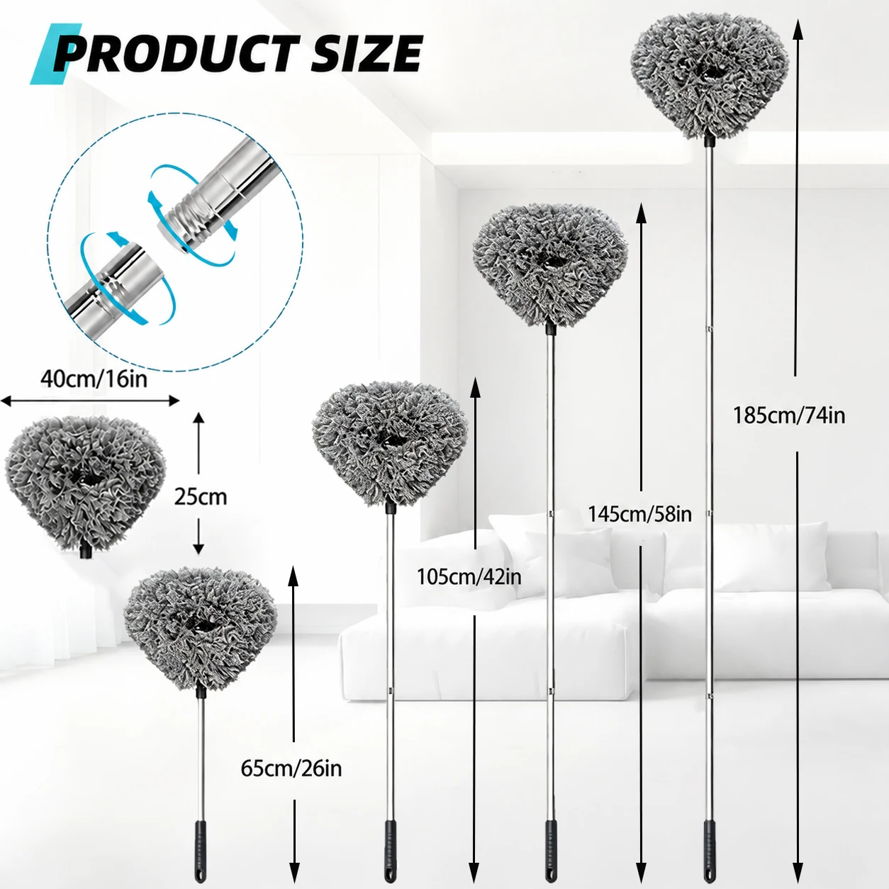 Ceiling Fan Cleaner Duster High Ceiling Extended Fan Blade Cleaner Reusable Microfiber Ceiling Fan Duster with Extension Handle