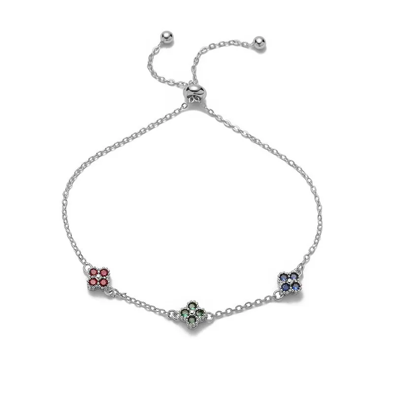 HECHENG,18K Gold-Plated Zirconia Flower Shaped Sweet Romantic Adjustable Clasp Bracelet for Women Wholesale