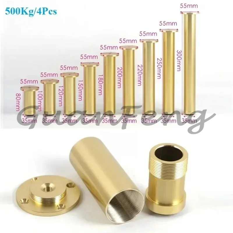 4Pcs 35mm Round Tube Aluminum Furniture Legs Adjustable Leveling Feet Matte Gold Matte Black Support Feet