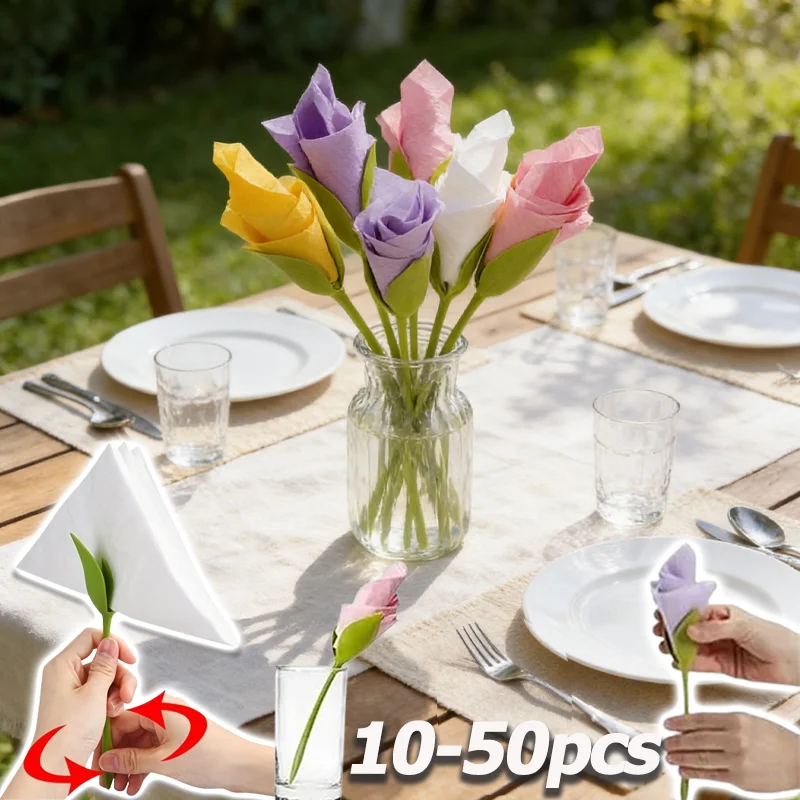 10PCS Fashionable Floral Napkin Rings Holders Elegant Wedding Party Table Centerpieces Decorations for Home Kitchen