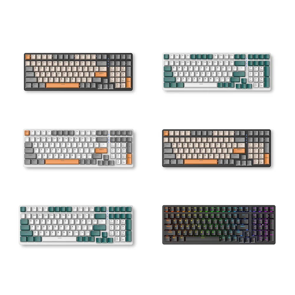 K3 100 키 NKRO 블루/레드 스위치 USB 유형-C 유선 키보드 휴대용 PC 게이머 컴퓨터 기계식 백라이트 게임 키보드