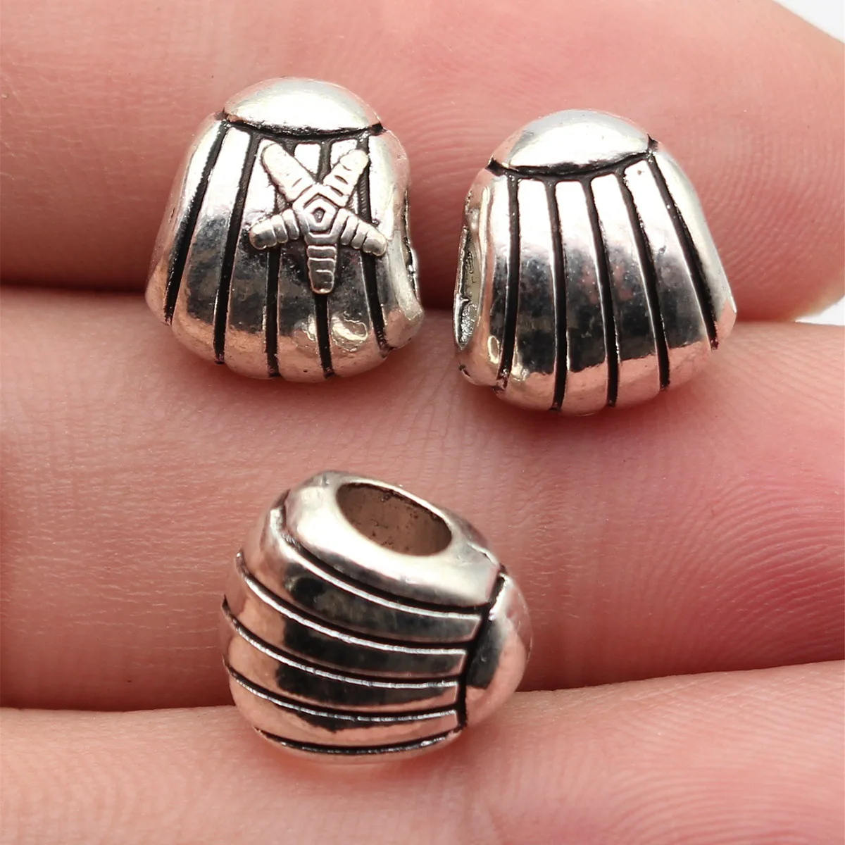 10pcs 13x12x9.3mm(0.51x0.47x0.37inch) Antique Silver Color Starfish Shell Large Hole Beads DIY Jewelry Making Accessories