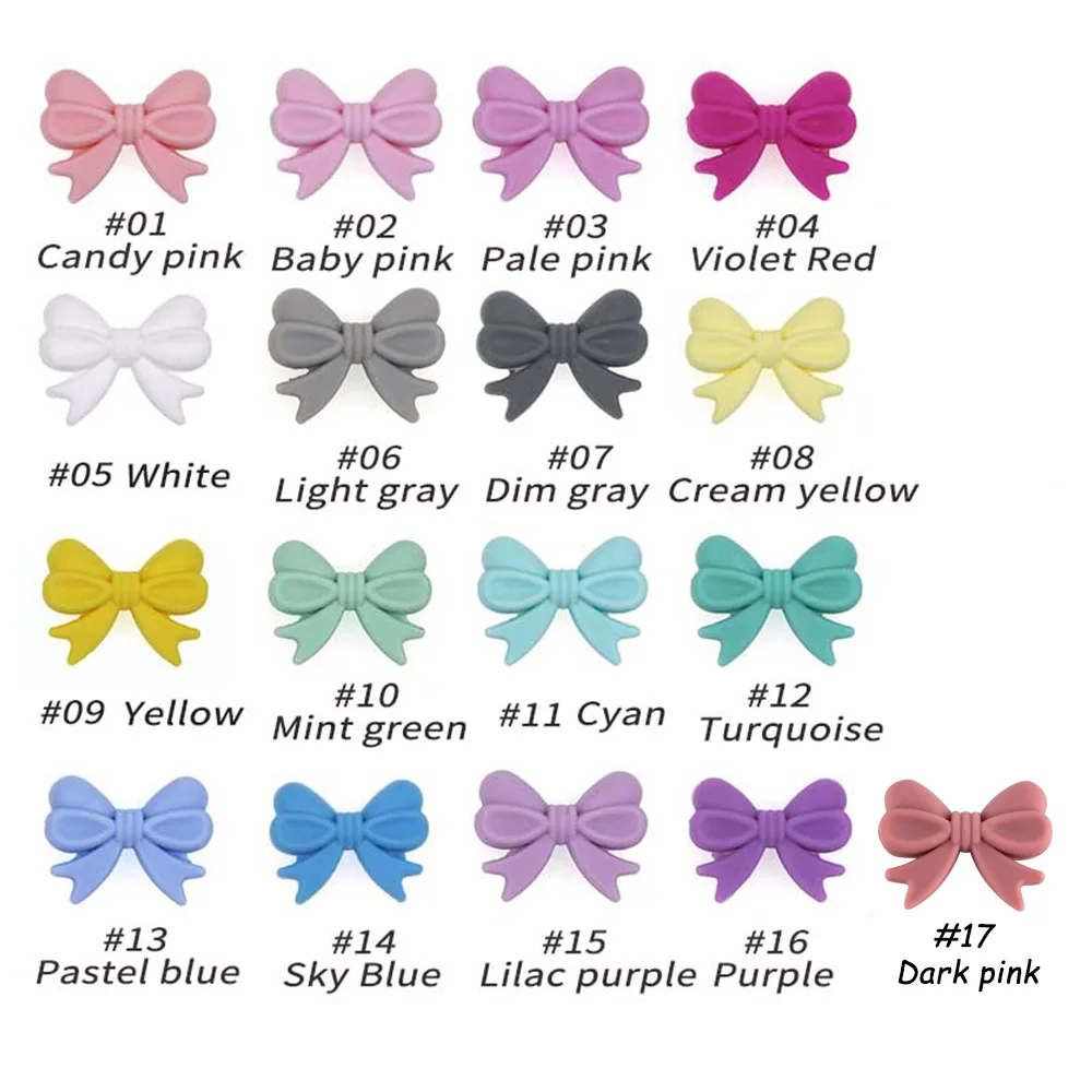 Sunrony 10pcs Bowknot Silicon Beads Bow Tie Beads DIY For Jewelry Making DIY KeyChain Necklace Necklace Accessories
