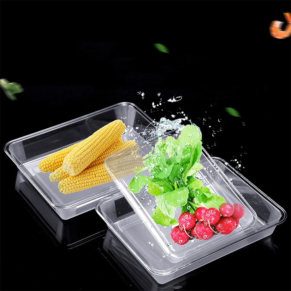 

Food Storage Tray Rectangular Transparent Plastic Acrylic Party Serving Tray For Dessert Tableware Non-Slip Base Clear
