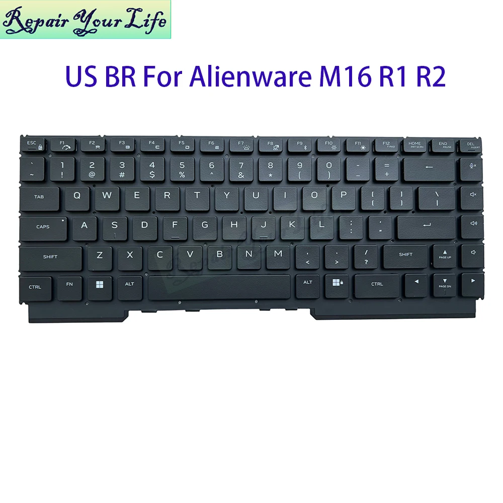 PT-BR US Brazilian RGB Backlit Keyboard For Dell for Alienware M16 R1 R2 M16R2 0TH8HR 08TDGJ Colorful Backlight Notebook Teclado