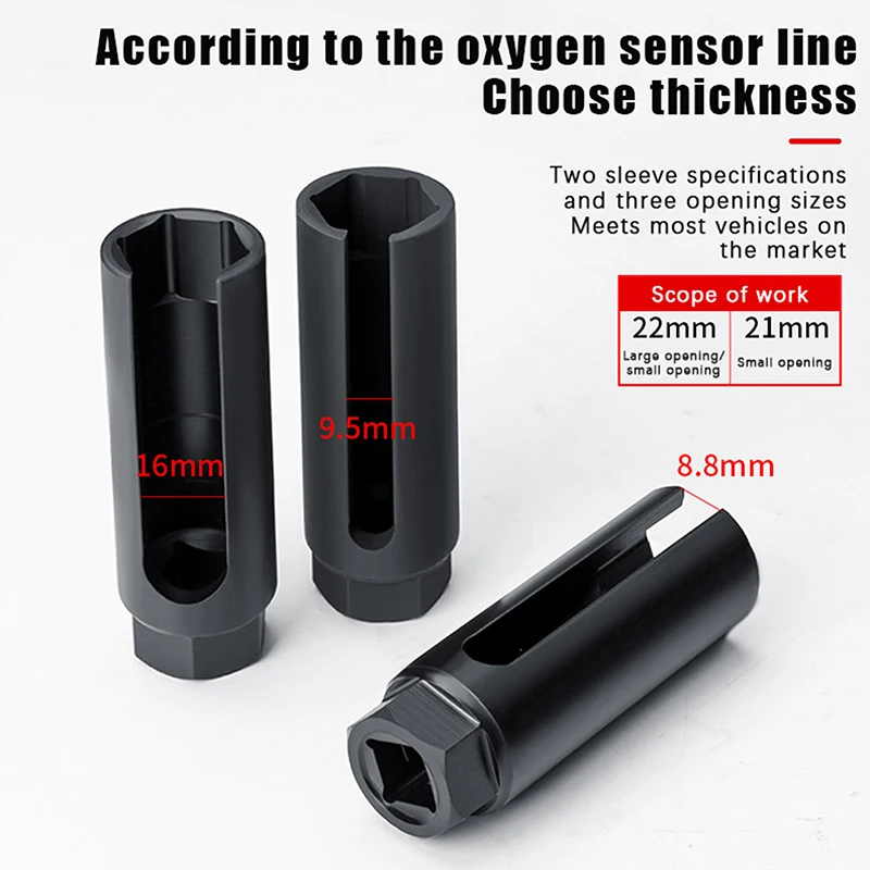 Black Narrow Mouth Oxygen Sensor Sleeve European-style Oxygen Sensing Socket Wrench Car Repair Tools Oxygen Sensor Wrench