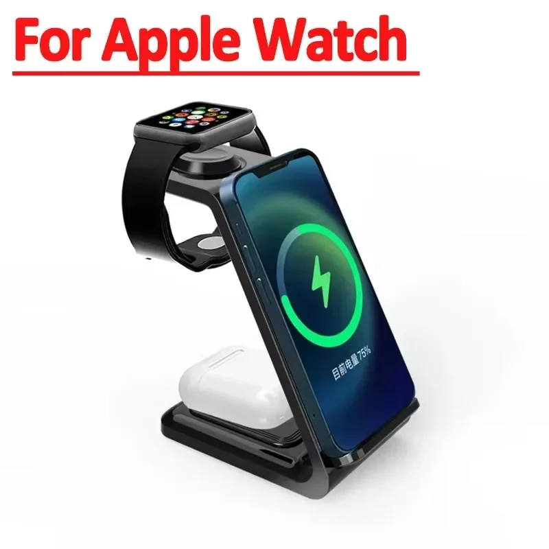 VIKEFON 3-in-1 kabelloser Ladeständer für iPhone 16 15 14 13 12 Samsung Galaxy Apple Watch Airpods Pro Schnellladestation 3
