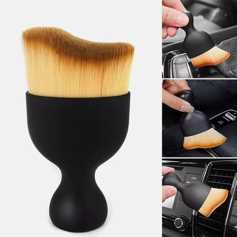 Car Interior Cleaning Brush with Cover Crevice Dust Detailing Brushes Keyboard Air Conditioner Camera Thick Soft Fur Clean Tools