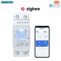 Tuya Smart ZigBee Energy Meter Single Phase 80A Din Rail Power Monitor KWh Wattmeter Voltmeter Ampermeter 110V 220V 50/60Hz