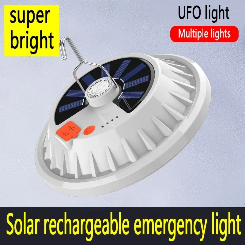 

LED Flying Saucer Light Outdoor Camping Night Market Stall Light Solar Rechargeable Home Remote Control Emergency Light