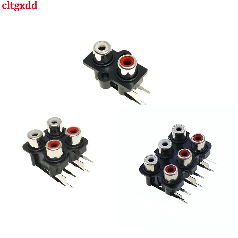 1pcs Red and white color 2hole 3pin/4hole 6pin/6hole 9pin RCA Female Audio Video Plug AV Concentric Socket Connector