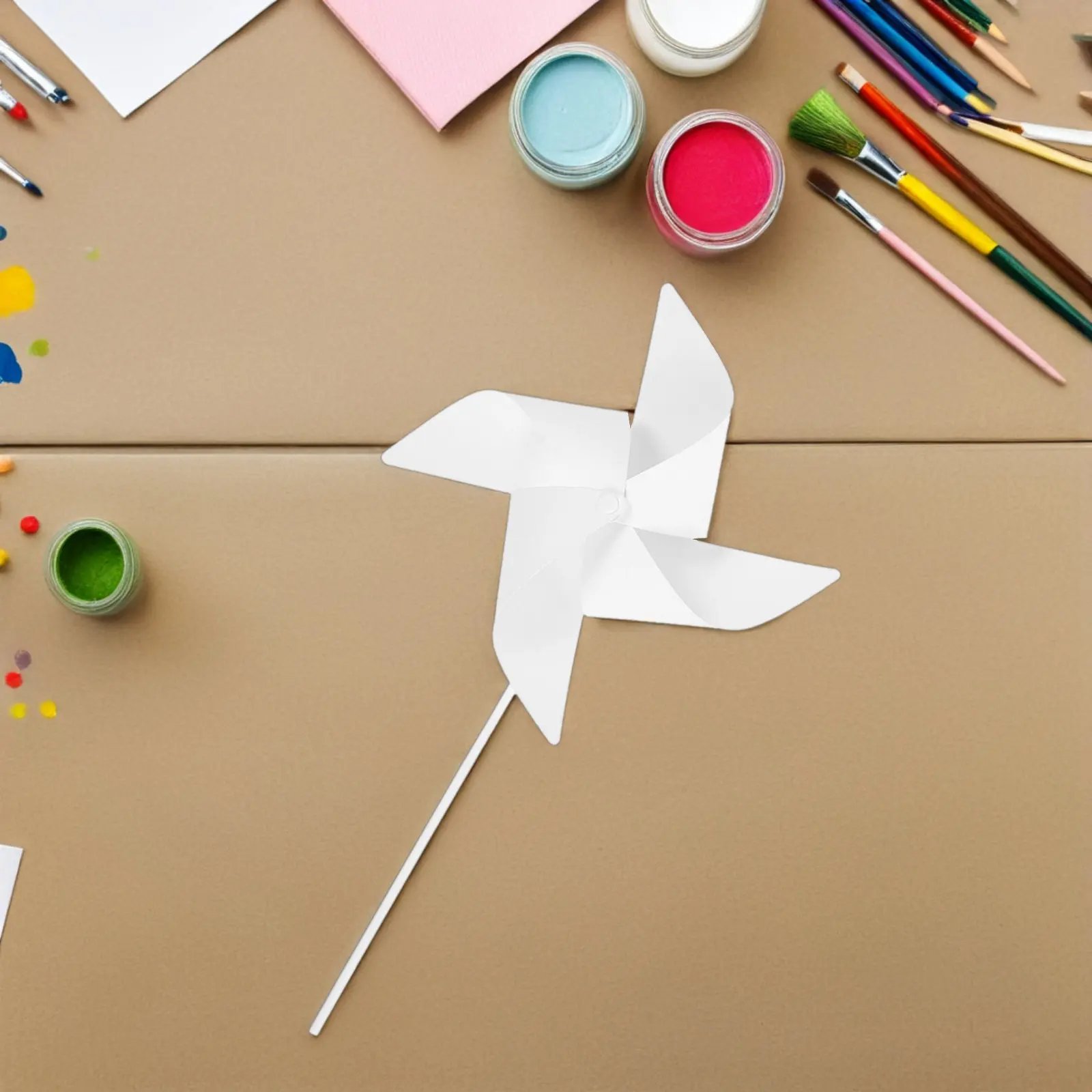 30Pcs Blank Paper Pinwheels Kids DIY Windmill Coloring Project Reusable Craft Kit Hand Eye Coordination Development Picnic