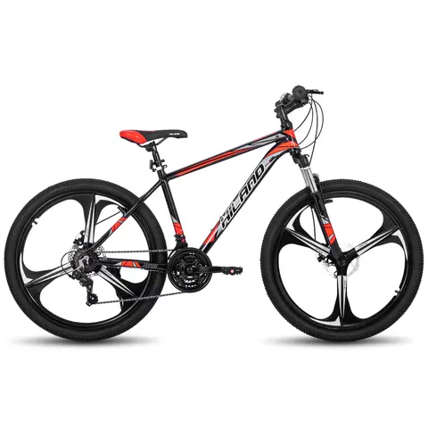 Bicicleta de montaña Hiland, transmisión Shimano de 21 velocidades, cuadro de aluminio, ruedas de 26 pulgadas, con freno de disco para hombres, mujeres, bicicleta MTB para hombres