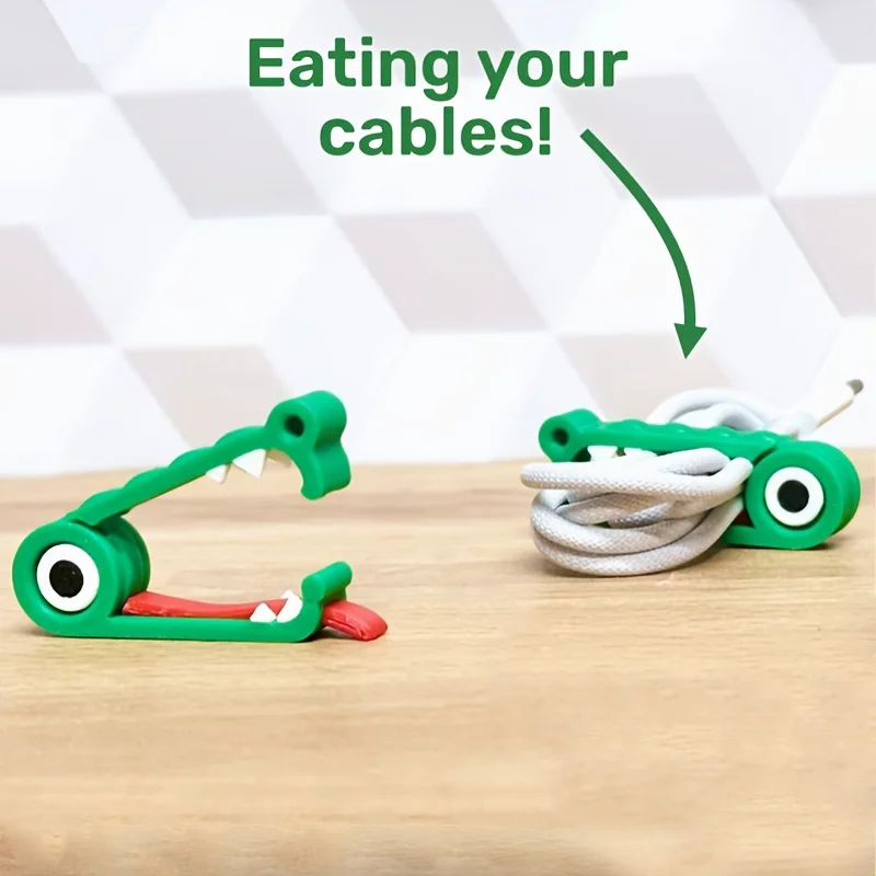 Fun Crocodile Cable Organizer, Cable Management Clip, Cute Crocodile Shape, Pla Eco-Friendly Material, Practical and Durable, Mini Size Travel Essential Tool, Effectively Solves the Problem of Cable Tangles, 1/3 Pack